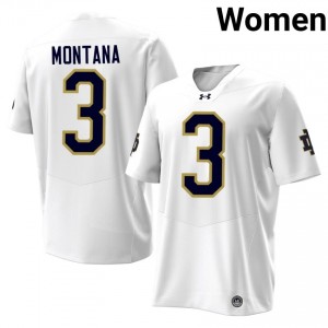 Elite Thread Joe Montana #3 Irish White Jersey | Women University Football Stitched Fan Gear 47861522