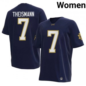 Durable Joe Theismann #7 Notre Dame Navy Jersey | Women University Football Embroidery Fan Gear 73500870