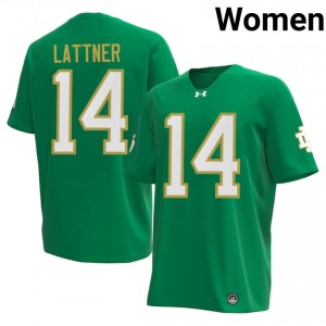 Notre Dame Johnny Lattner #14 Green Jersey | Premium Swen NCAA Football Women Apparel 37903254