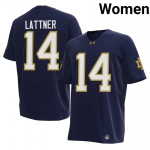 Top-Tier Johnny Lattner #14 Fighting Irish Navy Jersey | Women University Football Embroidery Fan Gear 66251548