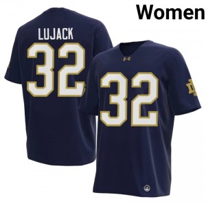 Notre Dame Fighting Irish Johnny Lujack #32 Navy Jersey | Premium Embroidery NCAA Football Women Apparel 41684102
