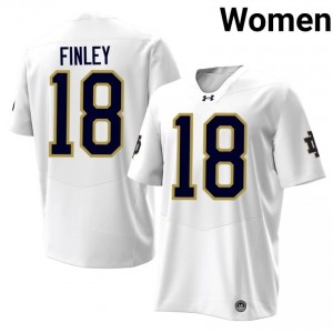 #18 Kaydon Finley Notre Dame Fighting Irish White Jersey | Elite Swen Women Player Football Gear 12137166