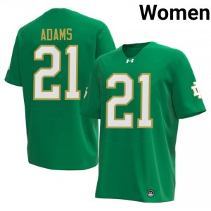 Khary Adams #21 Notre Dame Jersey | Exclusive Green College Football Women Embroidery 62303117
