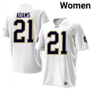 Elite Thread Khary Adams #21 Notre Dame Fighting Irish White Jersey | Women University Football Stitch Fan Gear 91917645