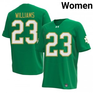 #23 Kyren Williams Fighting Irish Green Jersey | Classic Swen Women Player Football Gear 14798788
