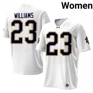 UND Kyren Williams #23 White Jersey | Pro Cut Stitched NCAA Football Women Apparel 72306740