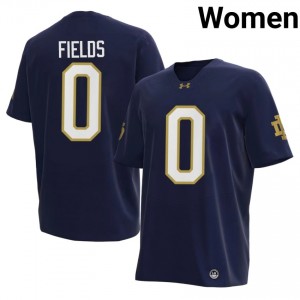 Durable Malachi Fields #0 Notre Dame Fighting Irish Navy Jersey | Women University Football Embroidery Fan Gear 13188899