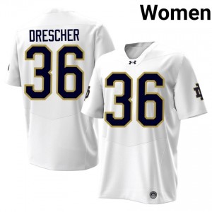 Notre Dame Fighting Irish Micah Drescher #36 White Jersey | Genuine Stitch NCAA Football Women Apparel 54374936