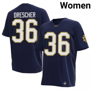 Micah Drescher #36 Fighting Irish Jersey | Pro-Grade Navy College Football Women Stitched 16862794
