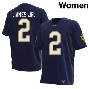 Navy Nolan James Jr. #2 Fighting Irish Jersey | Women High School Football Limited Stitched 85698504