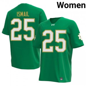 Notre Dame Raghib Ismail #25 Green Jersey | Pro Cut Stitch NCAA Football Women Apparel 94747136