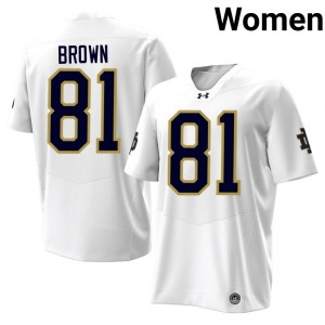#81 Tim Brown Fighting Irish White Jersey | Classic Stitched Women Player Football Gear 59073850