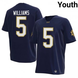 #5 Cam Williams UND Navy Jersey | Authentic Embroidery Youth Player Football Gear 43121689