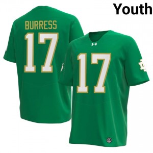 Officially Licensed Elijah Burress #17 Notre Dame Green Jersey | Youth University Football Stitch Fan Gear 34990232