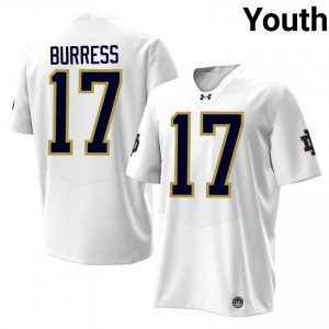 White Elijah Burress #17 Notre Dame Fighting Irish Jersey | Youth High School Football Fresh Stitched 51053845