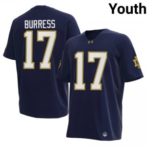 #17 Elijah Burress Irish Navy Jersey | Alumni Embroidery Youth Player Football Gear 51920363