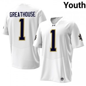 #1 Jaden Greathouse Fighting Irish White Jersey | Classic Stitched Youth Player Football Gear 25327979