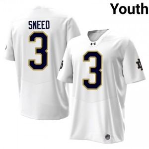 Notre Dame Fighting Irish Jaylen Sneed #3 White Jersey | Genuine Stitched NCAA Football Youth Apparel 45542936