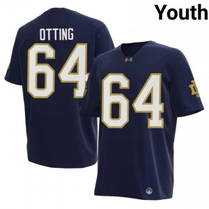 #64 Joe Otting Notre Dame Navy Jersey | Elite Stitched Youth Player Football Gear 66525609