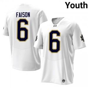 #6 Jordan Faison Irish White Jersey | Alumni Stitched Youth Player Football Gear 35623415