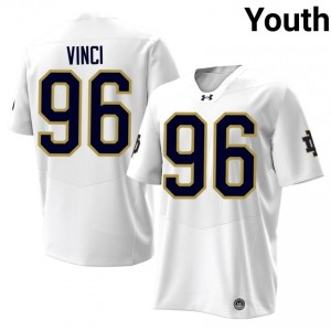 #96 Joseph Vinci UND White Jersey | Authentic Stitch Youth Player Football Gear 80940873