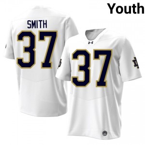 #37 Kurt Smith Notre Dame Fighting Irish White Jersey | Elite Stitched Youth Player Football Gear 92231755