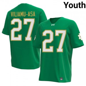 Notre Dame Kyngstonn Viliamu-Asa #27 Green Jersey | Pro Cut Stitch NCAA Football Youth Apparel 57420447
