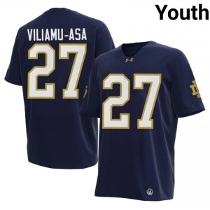 Elite Thread Kyngstonn Viliamu-Asa #27 Irish Navy Jersey | Youth University Football Embroidery Fan Gear 50857679