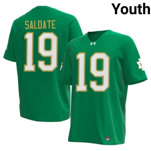 #19 Logan Saldate Notre Dame Fighting Irish Green Jersey | Alumni Stitch Youth Player Football Gear 13641330