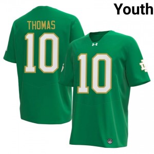 Durable Loghan Thomas #10 Notre Dame Green Jersey | Youth University Football Swen Fan Gear 36588174