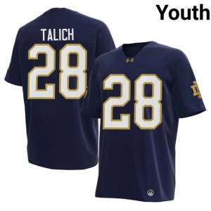 Navy Luke Talich #28 Notre Dame Fighting Irish Jersey | Youth High School Football Fresh Embroidery 53931761