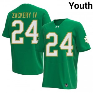 #24 Mark Zackery IV Notre Dame Fighting Irish Green Jersey | Elite Swen Youth Player Football Gear 49778753