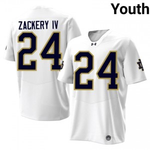 Irish Mark Zackery IV #24 White Jersey | Genuine Stitched NCAA Football Youth Apparel 18046520