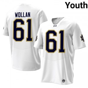 Durable Robbie Wollan #61 Notre Dame White Jersey | Youth University Football Swen Fan Gear 86096512