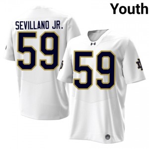 #59 Sean Sevillano Jr. Notre Dame White Jersey | Authentic Stitch Youth Player Football Gear 65558909