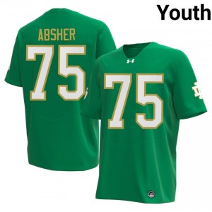 Notre Dame Sullivan Absher #75 Green Jersey | Pro Cut Embroidery NCAA Football Youth Apparel 65459529