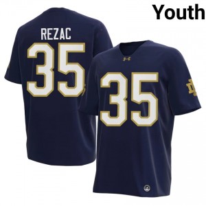 #35 Teddy Rezac Fighting Irish Navy Jersey | Classic Embroidery Youth Player Football Gear 60281216