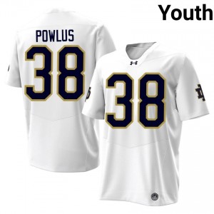Notre Dame Tommy Powlus #38 White Jersey | Pro Cut Stitched NCAA Football Youth Apparel 87202677