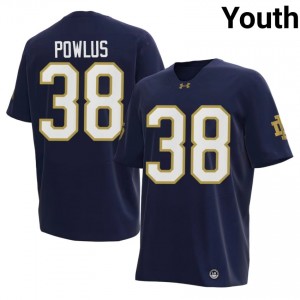 Tommy Powlus #38 Notre Dame Fighting Irish Jersey | Exclusive Navy College Football Youth Embroidery 73167784