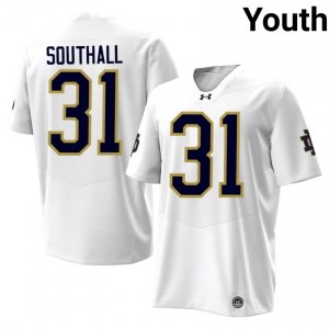 #31 Xavier Southall Notre Dame Fighting Irish White Jersey | Alumni Stitched Youth Player Football Gear 46378761