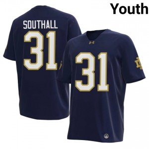 Fighting Irish Xavier Southall #31 Navy Jersey | Essential Embroidery NCAA Football Youth Apparel 26365738
