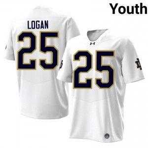 Officially Licensed Brandon Logan #25 Notre Dame White Jersey | Youth University Football Stitch Fan Gear 31629066