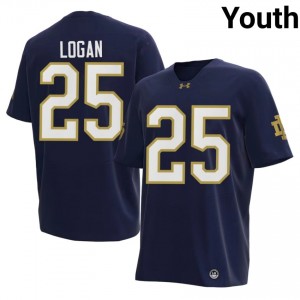 Navy Brandon Logan #25 Notre Dame Fighting Irish Jersey | Youth High School Football Fresh Stitched 69932388