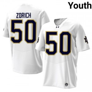 Elite Thread Chris Zorich #50 Irish White Jersey | Youth University Football Stitched Fan Gear 41496911