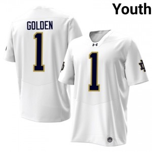 White Dallas Golden #1 Notre Dame Jersey | Youth High School Football Licensed Stitch 54247804