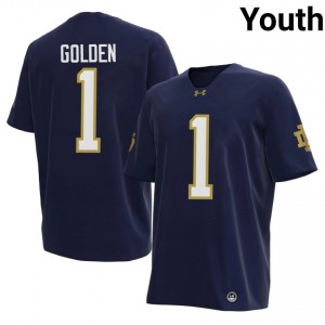 #1 Dallas Golden Notre Dame Fighting Irish Navy Jersey | Elite Stitched Youth Player Football Gear 74277823