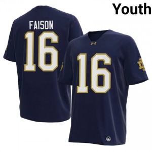 Notre Dame Fighting Irish Dylan Faison #16 Navy Jersey | Premium Stitched NCAA Football Youth Apparel 20313319