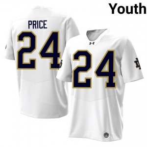 White Jadarian Price #24 Notre Dame Jersey | Youth High School Football Licensed Stitched 87998760
