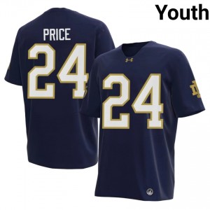 #24 Jadarian Price Notre Dame Fighting Irish Navy Jersey | Elite Embroidery Youth Player Football Gear 26894048