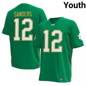 #12 Jayden Sanders Fighting Irish Green Jersey | Classic Embroidery Youth Player Football Gear 10016173